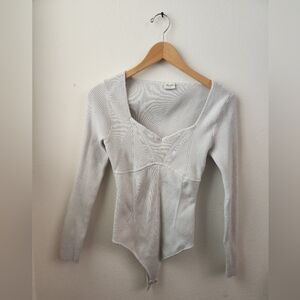 Abercrombie‎ And Fitch Corset Sweetheart Thong Bodysuit Ribbed Ivory Size…